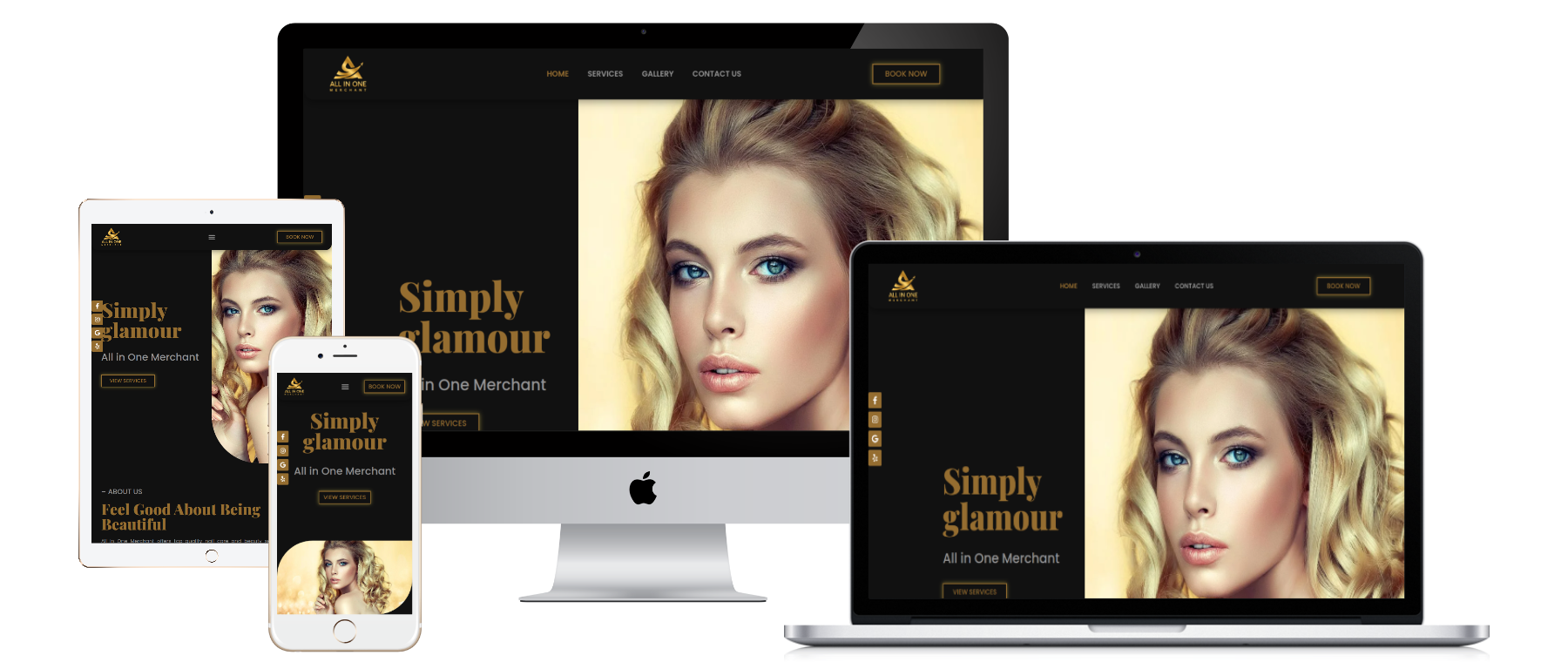 Responsive website mockup for Template A036